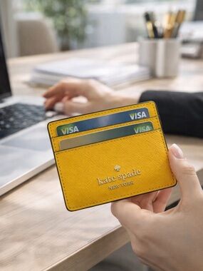 Kate Spade Madison Slim Card Holder Yellow Saffiano Leather KI368 NWT NIP